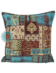 Esperanza Deseo Kussen Patchwork turquoise en rood 45x45cm