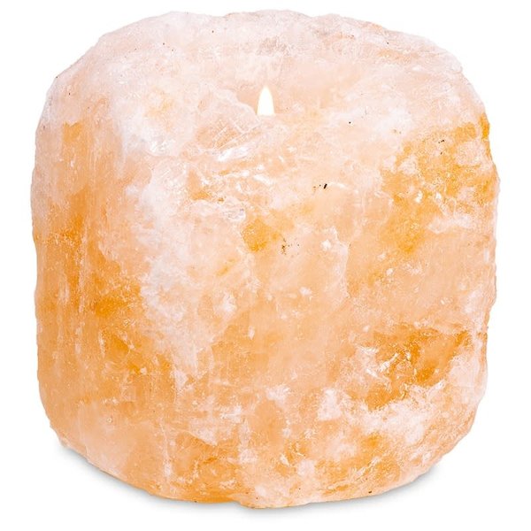 Zoutkristal Sfeerlicht 1 waxine lichtje roze/oranje - 800-1200gr