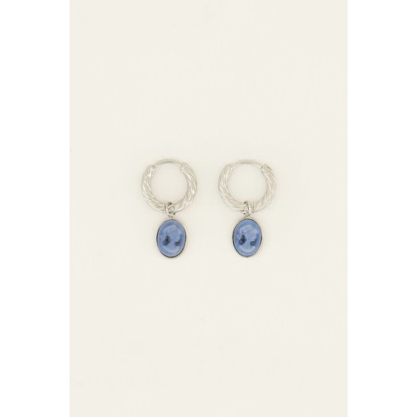 My Jewellery Bold Spirit blauwe cameo oorringen