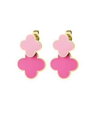  Oorbellen met 2 klavers roze