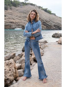 Isla Ibiza Bonita Flair Jeans – Patch Work met plooi - Denim / Jeans
