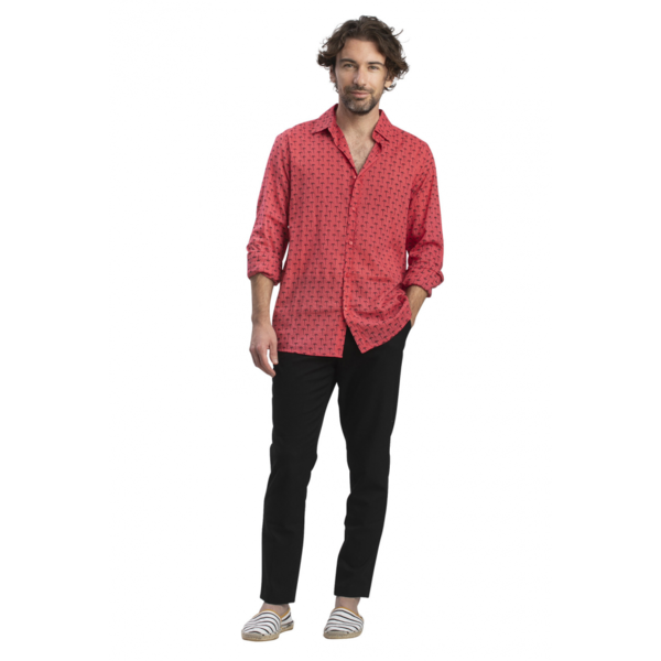 Terre Rouge Mannen blouse palmbomen  roze