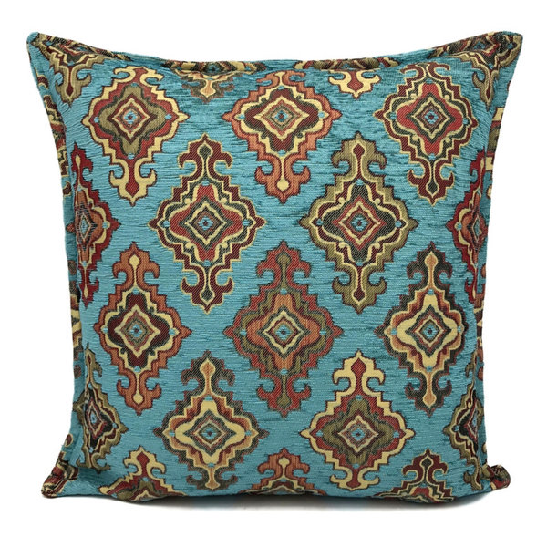 Esperanza Deseo Kussen Damast ornament - turquoise ± 45x45cm