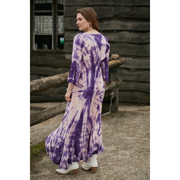 Jurk tie-dye purple/pink