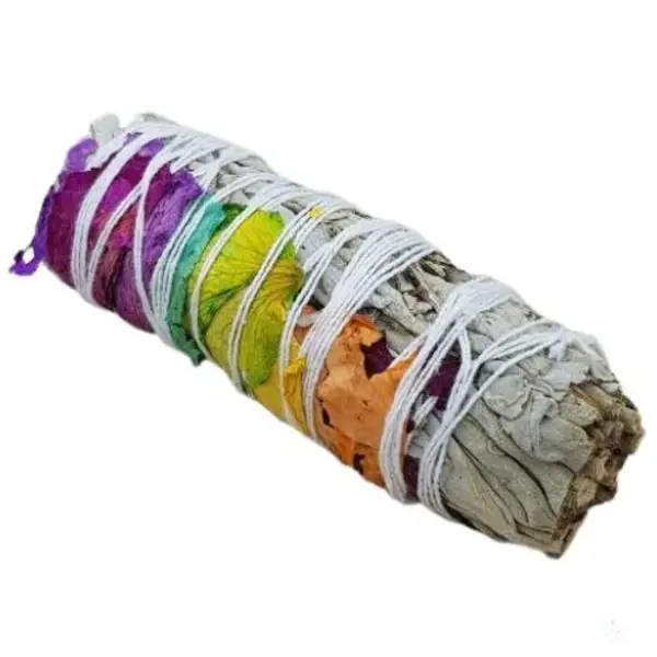 Witte Salie Smudge met chakra blaadjes S (±10cm) | Onkar