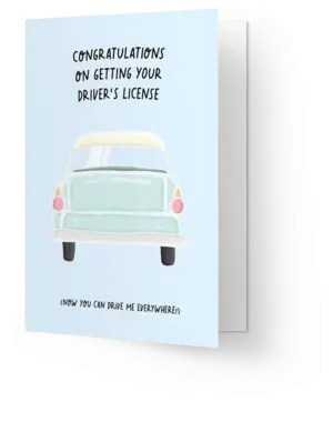 Kaart Blanche Congratulations driver license - drive me everywhere