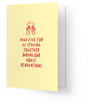 Kaart Blanche High five staking together during renovations