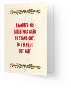 Kaart Blanche Christmas card stand out, sent it to late