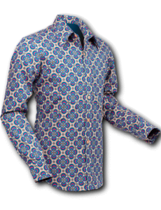 Chenaski Chenaski overhemd Dotsgrid creme-petrol