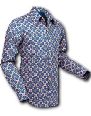 Chenaski Overhemd Dotsgrid creme-petrol