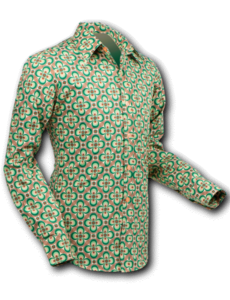 Chenaski Overhemd Dotsgrid creme-green