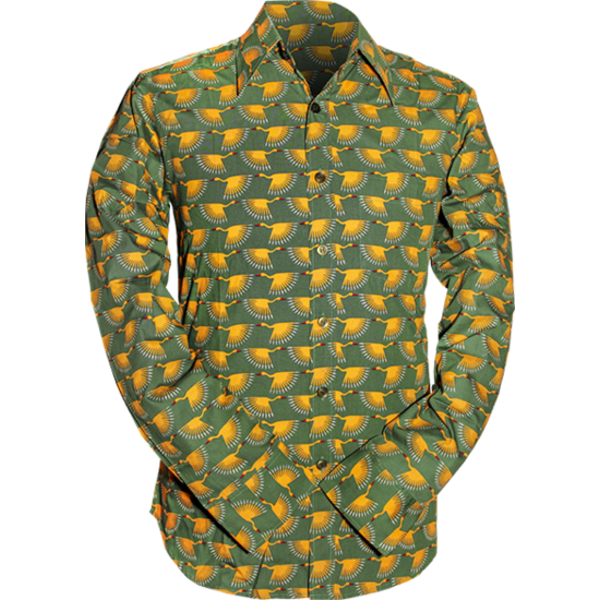 Chenaski Chenaski overhemd Graphical Bird green, yellow