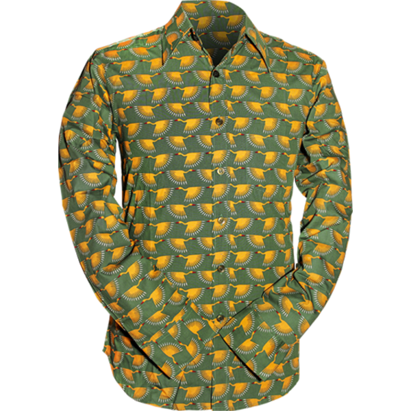 Chenaski Overhemd Graphical Bird green, yellow