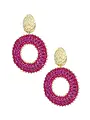  Oorbellen rond met kraaltjes - goud/fuchsia