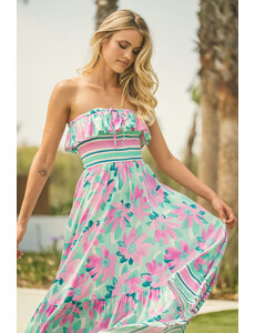 Jaase Midi Strapless Jurk Petal Aqua