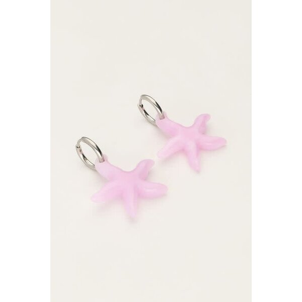 My Jewellery Ocean oorringen met kleine zeester lila
