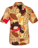 Chenaski Overhemd korte mouw Big Flowers creme, brown, orange