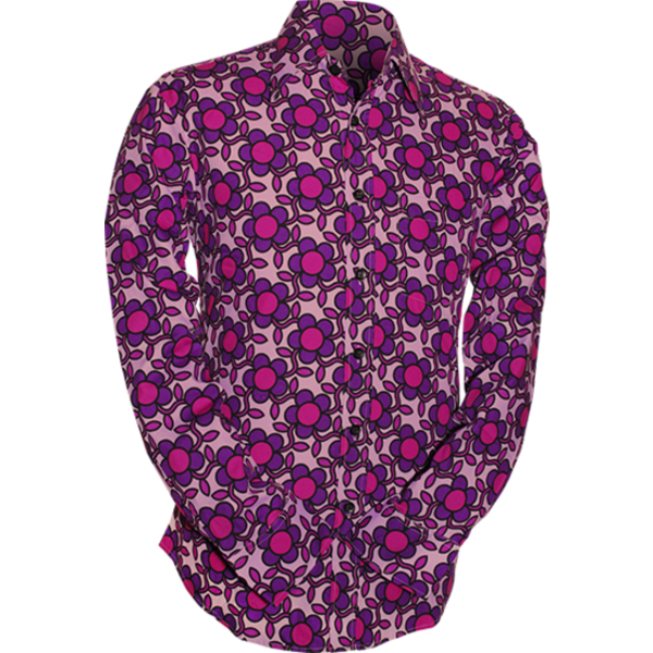 Overhemd Flowergrid lila violet black Hip pie