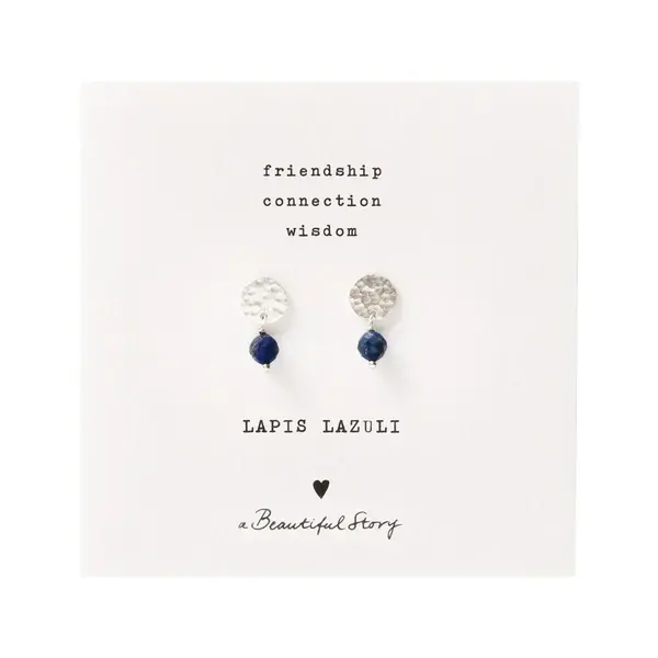 A Beautiful Story Oorbellen Mini Coin Lapis Lazuli zilver | A Beautiful Story