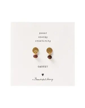 A Beautiful Story Oorbellen Mini Coin Garnet goud