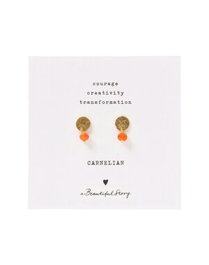 A Beautiful Story Oorbellen Mini Coin Carnelian goud