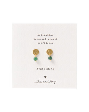 A Beautiful Story Oorbellen Mini Coin Aventurine goud