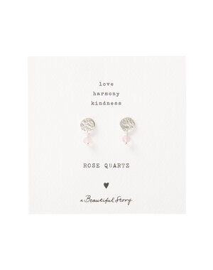 A Beautiful Story Oorbellen Mini Coin Rose Quartz zilver