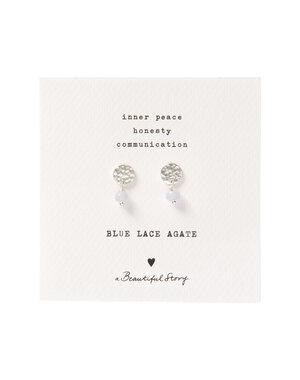 A Beautiful Story Oorbellen Mini Coin Blue Lace Agate zilver