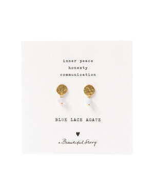 A Beautiful Story Oorbellen Mini Coin Blue Lace Agate goud