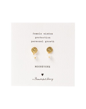 A Beautiful Story Oorbellen Mini Coin Moonstone goud