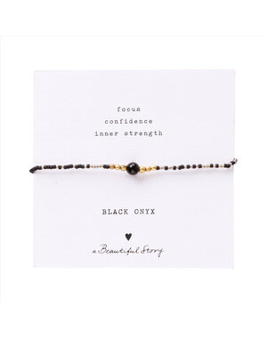 A Beautiful Story Armband Iris Card Black Onyx goud