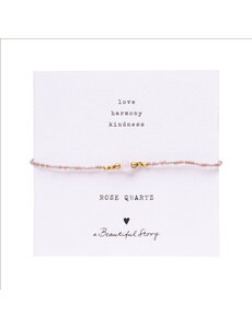 A Beautiful Story Armband Iris Card Rose Quartz goud