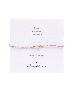 A Beautiful Story Armband Iris Card Rose Quartz goud