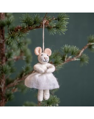 Sjaal met Verhaal Hanger Muis Ballerina wit