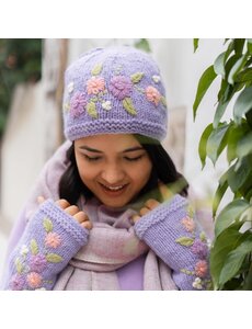 Sjaal met Verhaal Muts Flowers lila