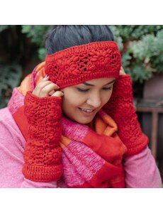 Sjaal met Verhaal Handwarmers Granny square rood