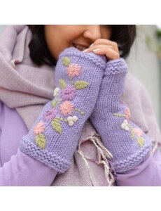 Sjaal met Verhaal Handwarmers Flowers lila
