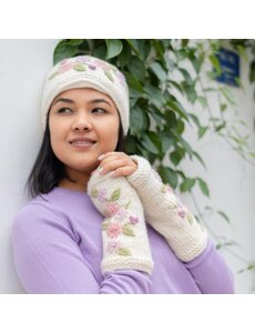 Sjaal met Verhaal Handwarmers Flowers crème