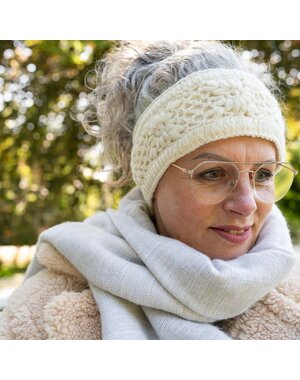 Sjaal met Verhaal Haarband Granny square crème