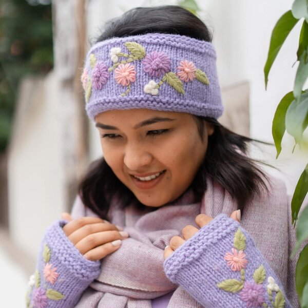 Sjaal met Verhaal Haarband Flowers lila