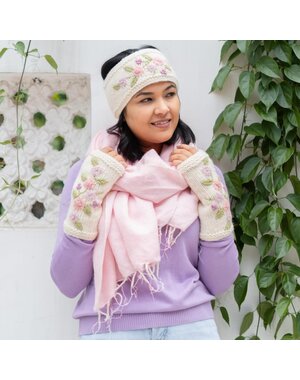 Sjaal met Verhaal Haarband Flowers crème