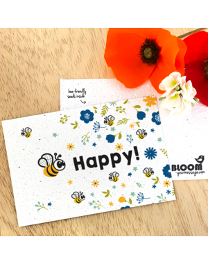 Bloom Your Message Zaaibare kaart - BEE happy (bloemenmix)