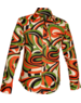Chenaski Overhemd Colourful waves creme, zwart, groen, oranje
