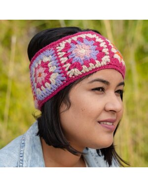 Sjaal met Verhaal Haarband Granny Square Colorful Fuchsia-Oranje