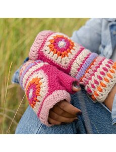 Sjaal met Verhaal Handwarmers Granny Square Colorful Fuchsia-Oranje