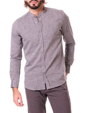 Hope N Life Mannenblouse met mao kraag antracite