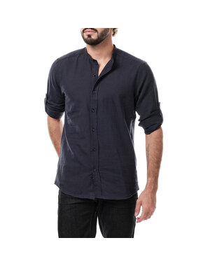 Hope N Life Mannenblouse met mao kraag zwart