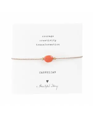 A Beautiful Story Armband Gemstone Card Carnelian Goud