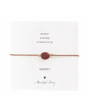 A Beautiful Story Armband Gemstone Card Garnet Goud