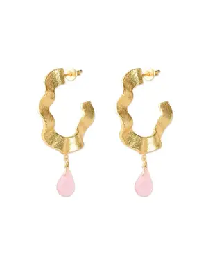 A Beautiful Story Oorbellen Ambitious Rose Quartz goud